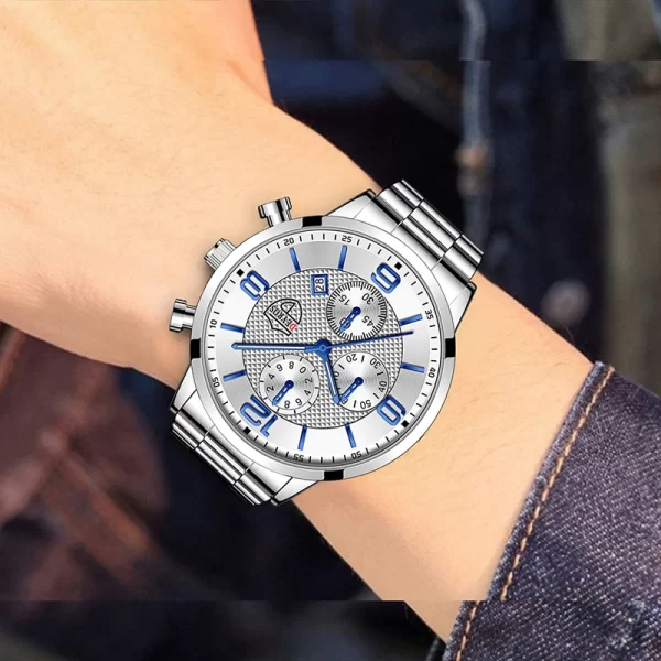 reloj hombre Luxury Business Men Watchs Stainless Steel Quartz WristWatch Male Leather Calendar Luminous Clock relogio masculino - Imagem 6