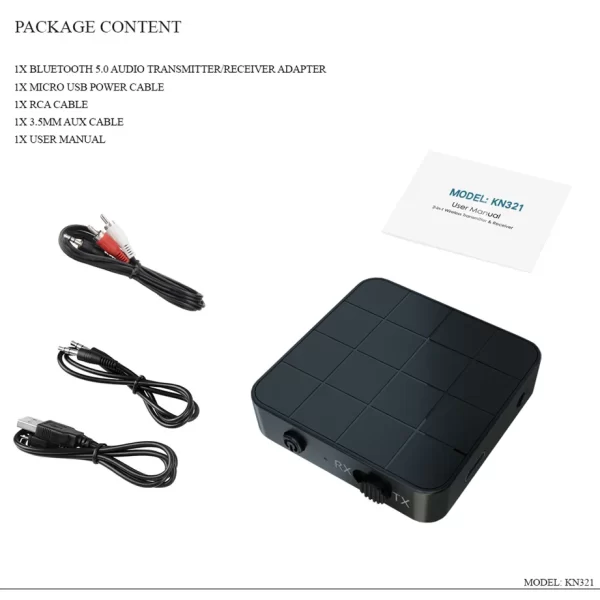 Grwibeou Bluetooth 5.0 4.2 Receiver and Transmitter Audio Music Stereo Wireless Adapter RCA 3.5MM AUX Jack For Speaker TV Car PC - Imagem 6