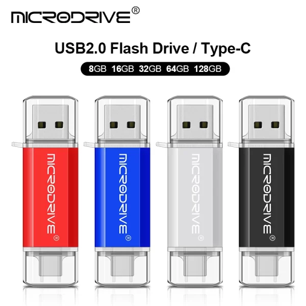 Type C USB Flash Drive OTG 2 IN 1 USB 2.0 Micro USB Pen Drive 128GB 64GB 32GB 16GB 8GB 4GB Pendrive Flash Drive - Imagem 2