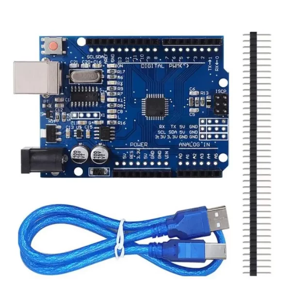 UNO R3 Development Board ATmega328P CH340 CH340G For Arduino UNO R3 With Straight Pin Header with Cable One Set - Imagem 5