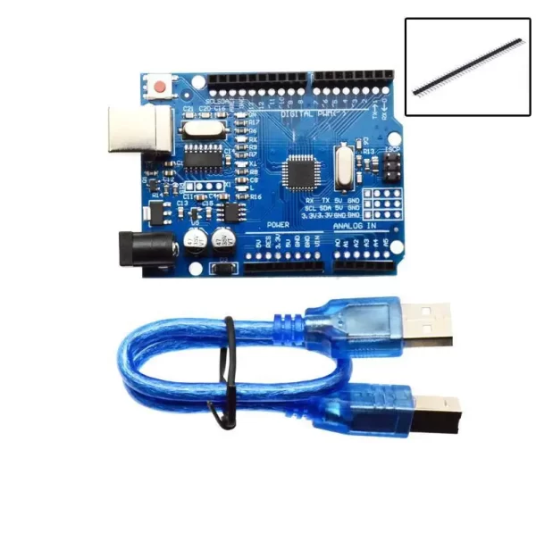 UNO R3 Development Board ATmega328P CH340 CH340G For Arduino UNO R3 With Straight Pin Header with Cable One Set - Imagem 7