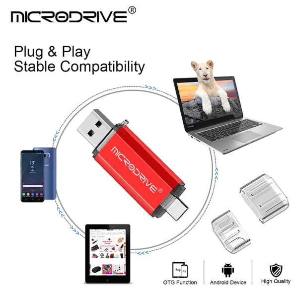 Type C USB Flash Drive OTG 2 IN 1 USB 2.0 Micro USB Pen Drive 128GB 64GB 32GB 16GB 8GB 4GB Pendrive Flash Drive - Imagem 6