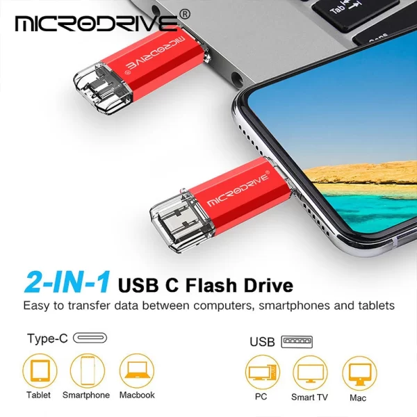 Type C USB Flash Drive OTG 2 IN 1 USB 2.0 Micro USB Pen Drive 128GB 64GB 32GB 16GB 8GB 4GB Pendrive Flash Drive - Imagem 4