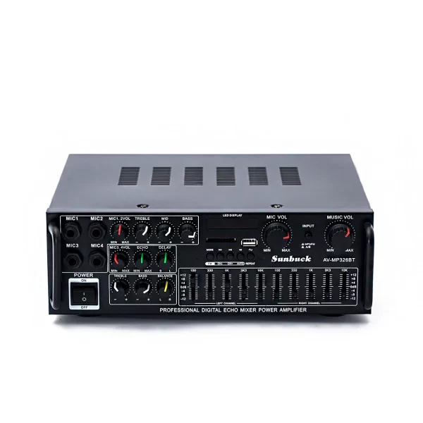 Sunbuck karaoke Sound amplifier 2.1 Channel 200W*2 High Power FM USB MP3 10 Segment Audio equalizer Car Bluetooth amplifier - Imagem 3