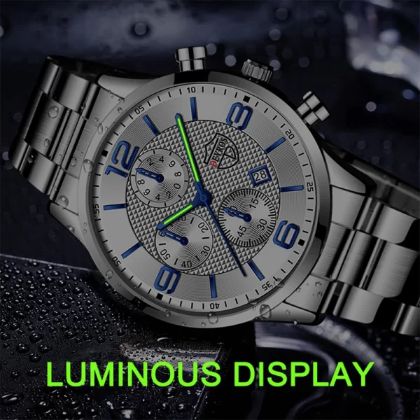reloj hombre Luxury Business Men Watchs Stainless Steel Quartz WristWatch Male Leather Calendar Luminous Clock relogio masculino - Imagem 3