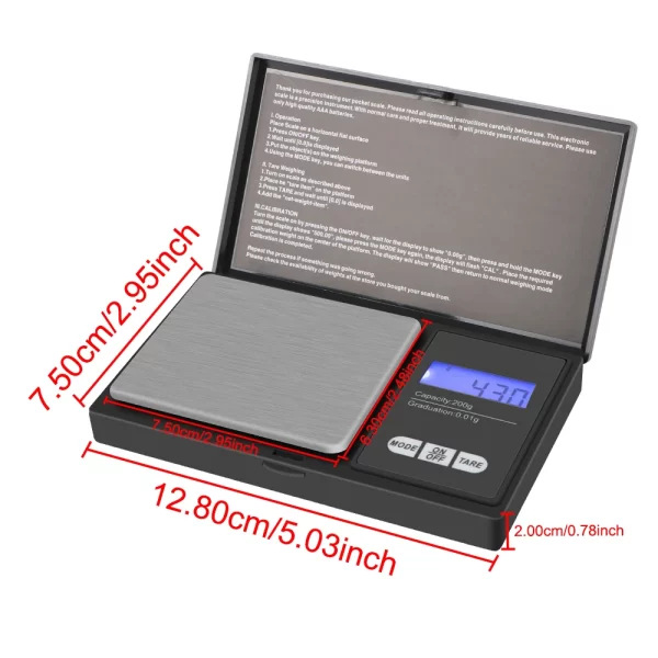 Precise LCD 200G-0.01G For Jewelry Gram Weight For Kitchen Mini Digital Scale High Accuracy Backlight Electric Pocket 1Pcs - Imagem 6