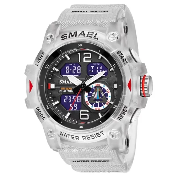 SMAEL Sport Watch Military Wristwatch for Men Alarm Stopwatch LED Digital Back Light Dual Time Display Waterproof Watch Men 8007 - Imagem 12