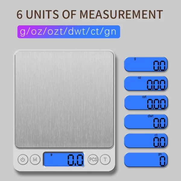 500g/0.01g Jewelry Portable Scale 3kg/0.1g Digital Display Scale Baking Electronic Scale Personal Table Scale Kitchen Food Scale - Imagem 3