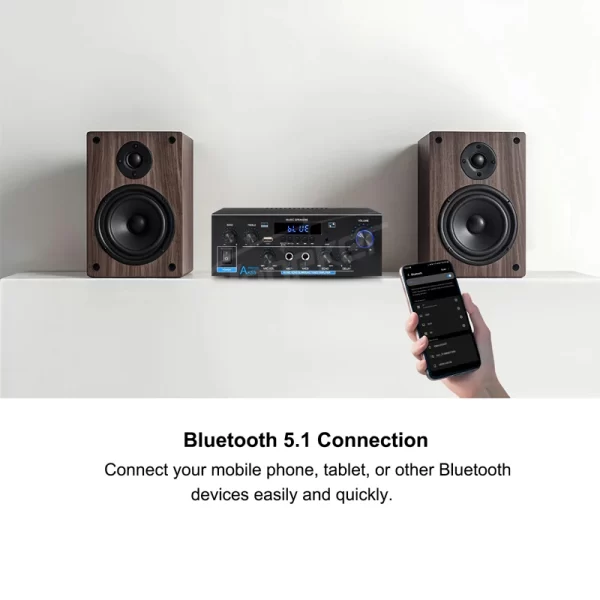 Woopker Amplifier AK55 900W Max 2.0 Channel Rated 70W+70W Bluetooth Audio Hifi AMP Karaoke Music Player Support 110V 220V 12V - Imagem 5