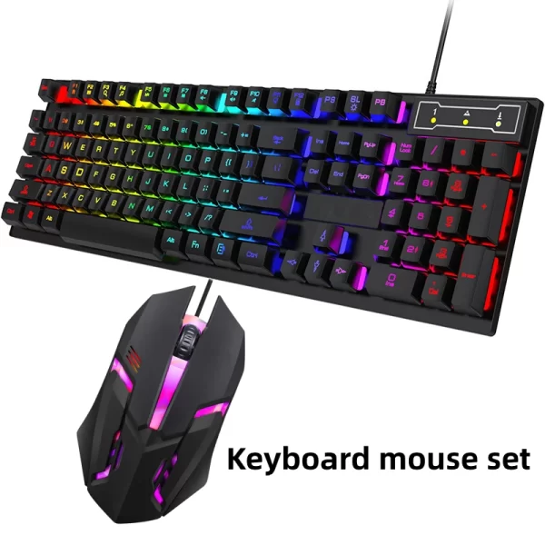 104Keys Wired Keyboard with RGB Backlit Breathing Light Gaming Ergonomic Keyboard And Mouse Set for Computer Laptop Gamer Office - Imagem 8