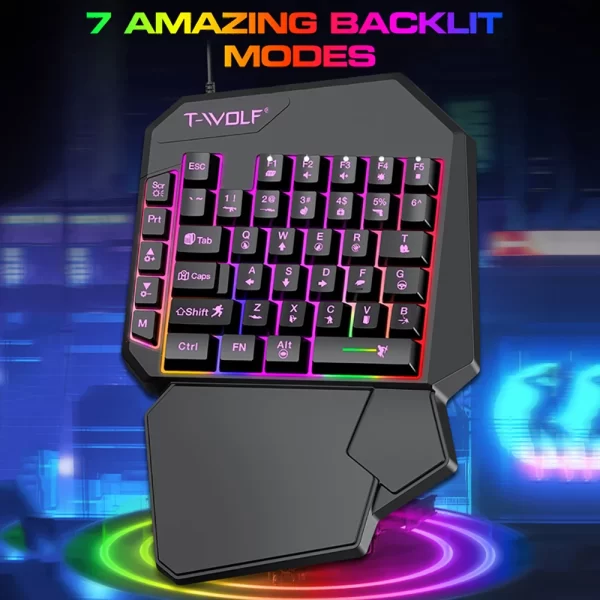 40Keys One-handed Keyboard Mini RGB Gaming Keyboard USB Ultra-slim Wired Backlight Keyboard Ergonomic Keyboard for PC Laptop - Imagem 2