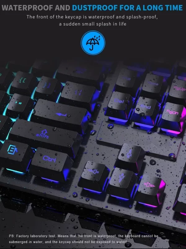 104Keys Wired Keyboard with RGB Backlit Breathing Light Gaming Ergonomic Keyboard And Mouse Set for Computer Laptop Gamer Office - Imagem 5