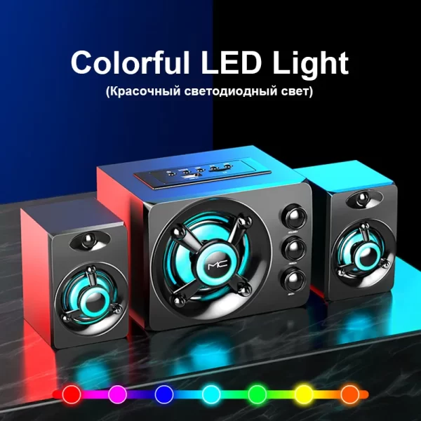 HIFI 3D Stereo Speakers Colorful LED Heavy Light AUX USB Wired Wireless Bluetooth Audio Home Theater Surround Sound Bar TV - Imagem 3