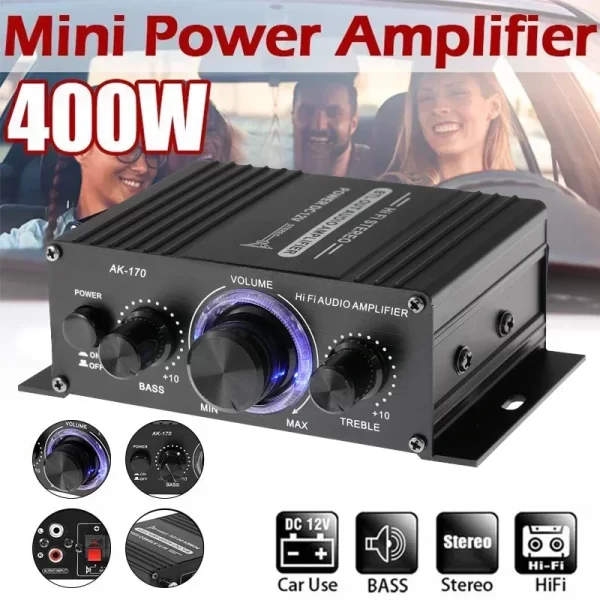 Bluetooth Amplifier AK380/AK370/AK170 800W Audio Karaoke Home Theater Amplifiers 2 Channel Power Class D Amplifie-r USB SD AUX - Imagem 11