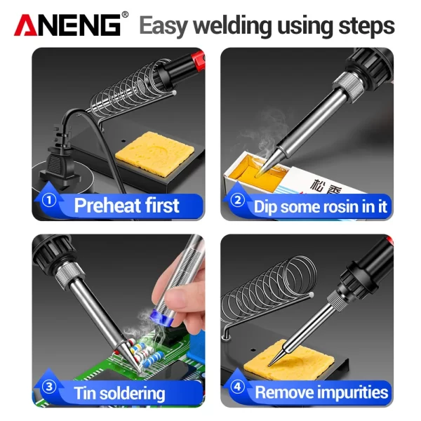 ANENG SL104/SL105 Electric Soldering Iron Professional Digital Display Adjustable Temperature Portable Kit Welding Solder Repair - Imagem 5
