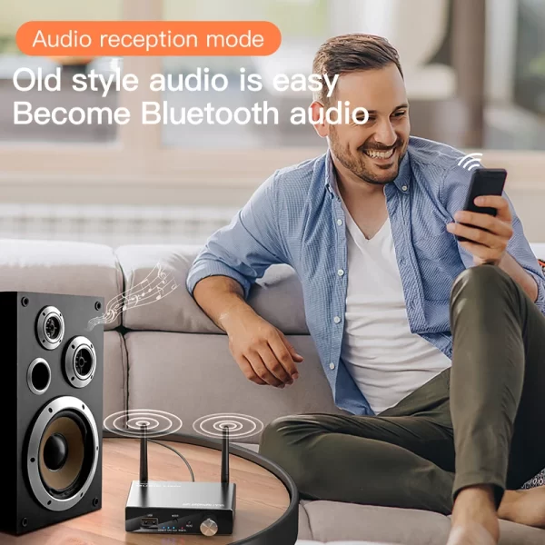 Bluetooth Transmitter Receiver BT5.3 Stereo Low Latency AUX 3.5mm Optical Wireless Music Audio Adapter Remote Control For TV PC - Imagem 3