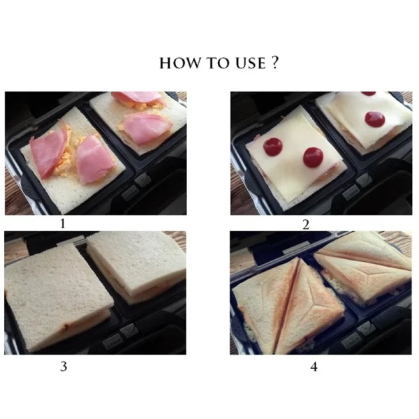 DMWD Home Mini Triangle Sandwich Maker 220V Bread Toaster Personal Breakfast Machine Frying Egg Tool Stainless Steel 750W - Imagem 5