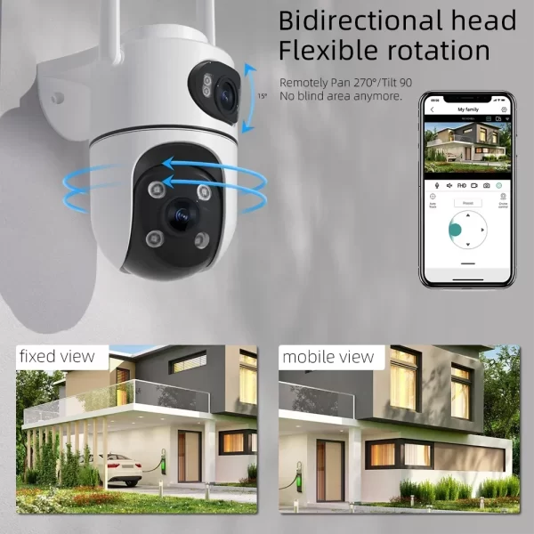 1-5PCS 4K 8MP Dual Lens Wifi Camera Outdoor PTZ Night Vision Human Detection Track Alarm Security Protection Surveillance IP Cam - Imagem 2