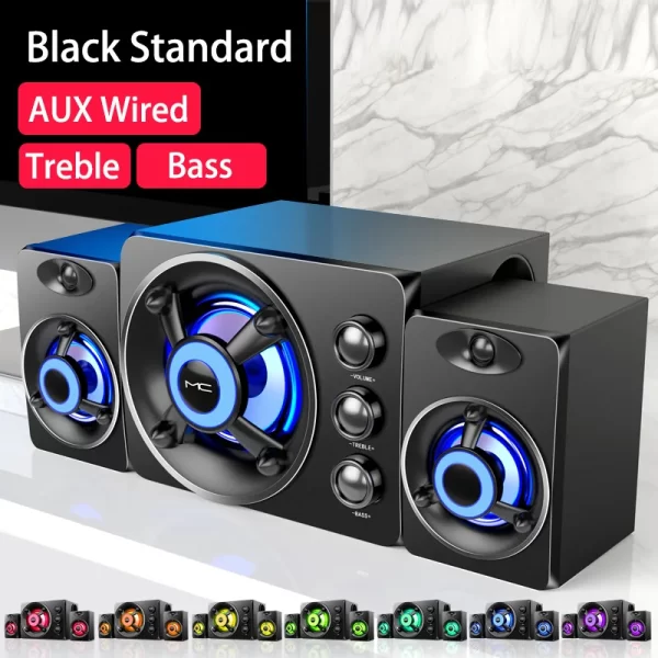 HIFI 3D Stereo Speakers Colorful LED Heavy Light AUX USB Wired Wireless Bluetooth Audio Home Theater Surround Sound Bar TV - Imagem 9