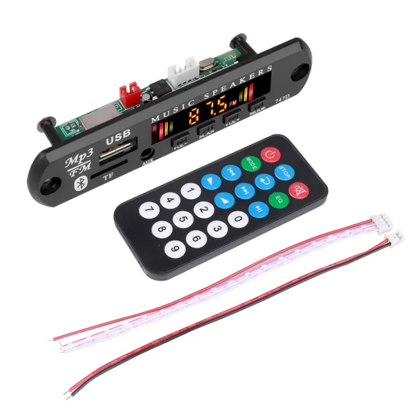 Bluetooth 5.0 DC 12V MP3 Decoder Board Wireless Car MP3 Player USB Handsfree Microphone Recording TF FM Radio Power Off Memory - Imagem 7
