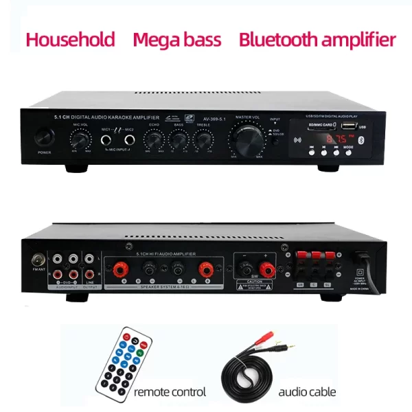Bluetooth 5.1 Stereo Audio Amplifier Receiver 6 Channel Home Theater Audio Stereo System Components Home Amplifier FM Radio - Imagem 2