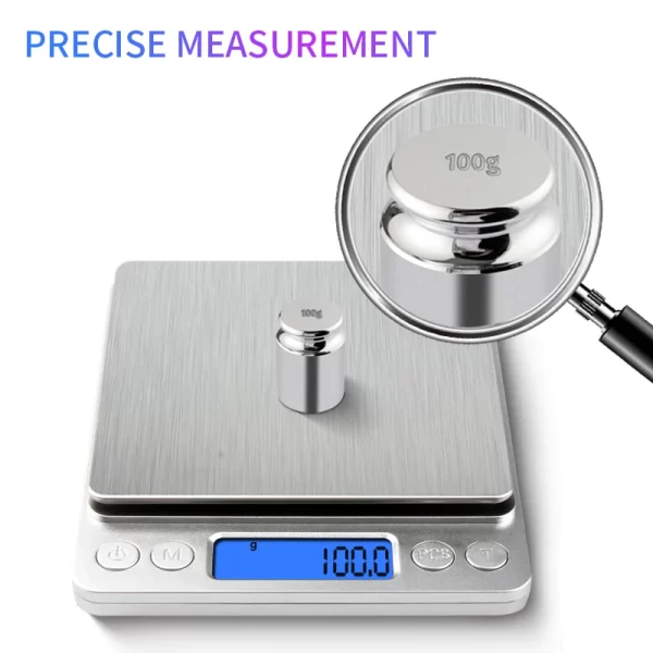 500g/0.01g Jewelry Portable Scale 3kg/0.1g Digital Display Scale Baking Electronic Scale Personal Table Scale Kitchen Food Scale - Imagem 2