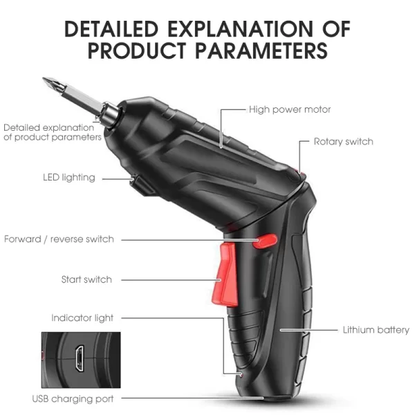 3.6v Power Tools Household Maintenance Repair 500mAh Lithium Battery Mini Household Electric Drill Rotated Cordless Screwdriver - Imagem 6