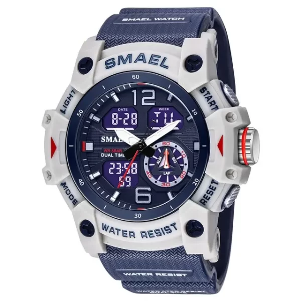 SMAEL Sport Watch Military Wristwatch for Men Alarm Stopwatch LED Digital Back Light Dual Time Display Waterproof Watch Men 8007 - Imagem 11