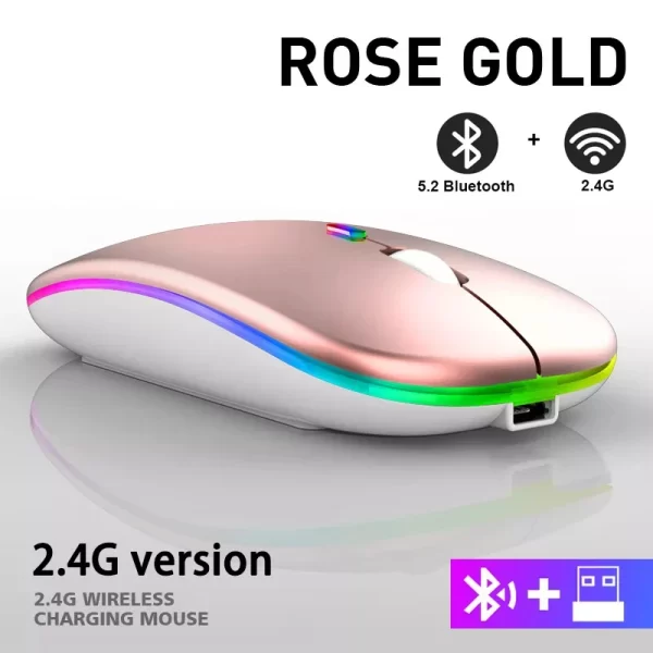 Wireless Mouse RGB Rechargeable Bluetooth Mouse 2.4G Silent Mause Ergonomic Mini Mouse USB Optical Mice For PC laptop Computer - Imagem 30