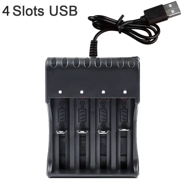 18650 Battery Charger Black 1 2 4 Slots AC 110V 220V Dual For 18650 Charging 3.7V Rechargeable Lithium Battery Charger - Imagem 6