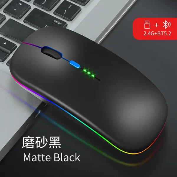 Wireless Mouse RGB Rechargeable Bluetooth Mouse 2.4G Silent Mause Ergonomic Mini Mouse USB Optical Mice For PC laptop Computer - Imagem 26