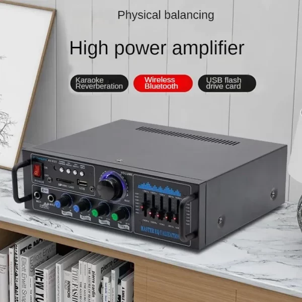 High Power Bluetooth Power Amplifier USB Flash Drive Radio Audio Amplifier Karaoke Power Amplifier Public Address System - Imagem 3