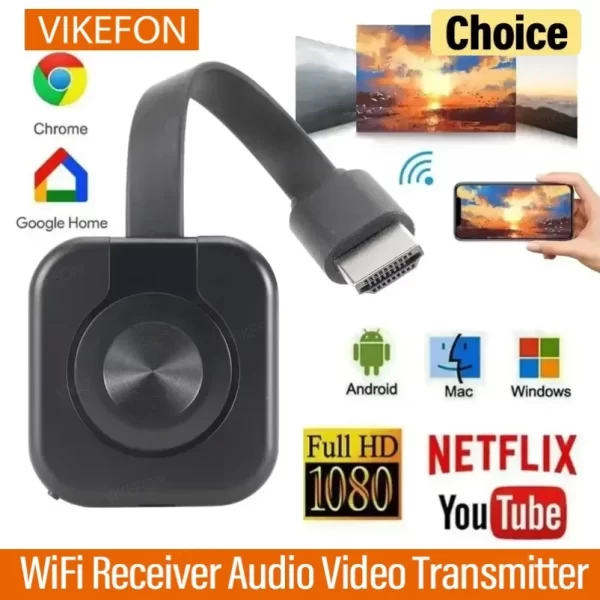 VIKEFON WiFi Receiver Video Transmitter Phone Projector HDMI Mirroring Screen Display Adapter For iOS Android PC TV Receiver