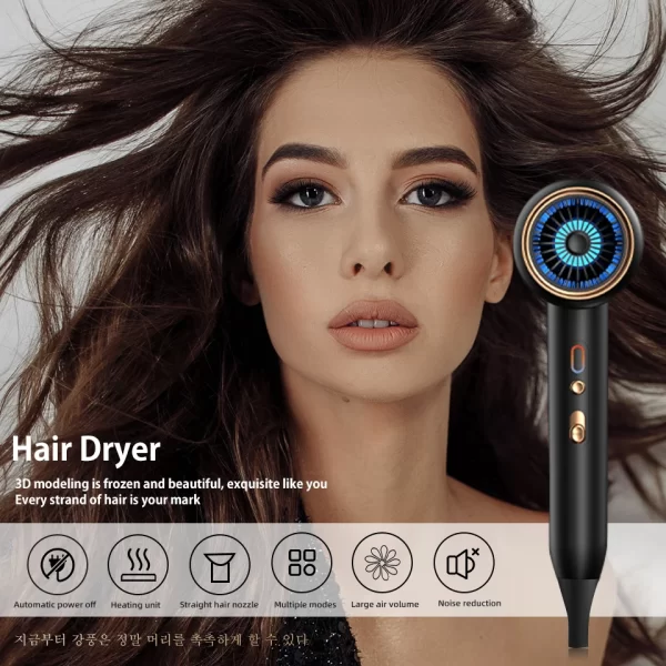 New High-Speed Hair Dryer 2400W High-Power Negative Ion Ultra Silent Recommended Professional Hair Dryer For Home Hair Salons - Imagem 2