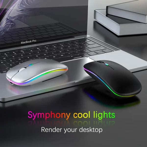 Wireless Mouse RGB Rechargeable Bluetooth Mouse 2.4G Silent Mause Ergonomic Mini Mouse USB Optical Mice For PC laptop Computer - Imagem 2