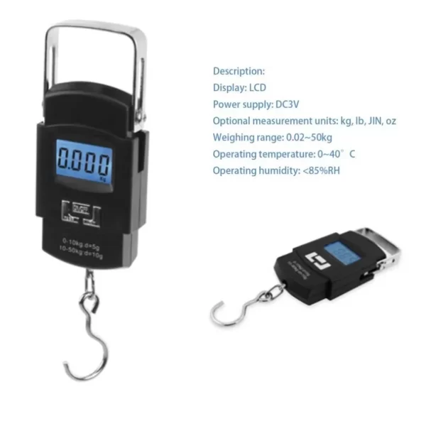 ALFA Balança Digital de Mão Portátil Bolsa Mala Peixe Até 50kg Cozinha - Imagem 6