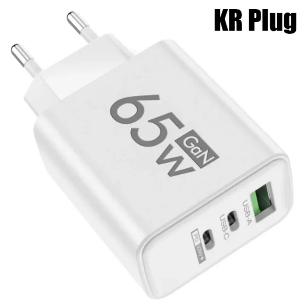 65w gan usb carregador rápido tipo c pd carregador de carregamento rápido adaptador de alimentação do telefone móvel para iphone 14 15 pro xiaomi samsung oneplus - Imagem 7
