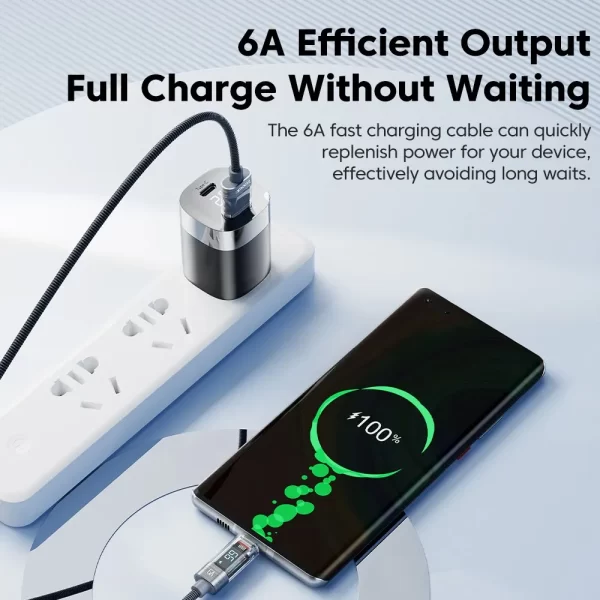 Cabo USB Tipo C Toocki 6A 66W para Huawei OPPO Display Carregador de Carregamento Rápido Cabo USB C Cabo de Dados para Xiaomi 12 Samsung - Imagem 5