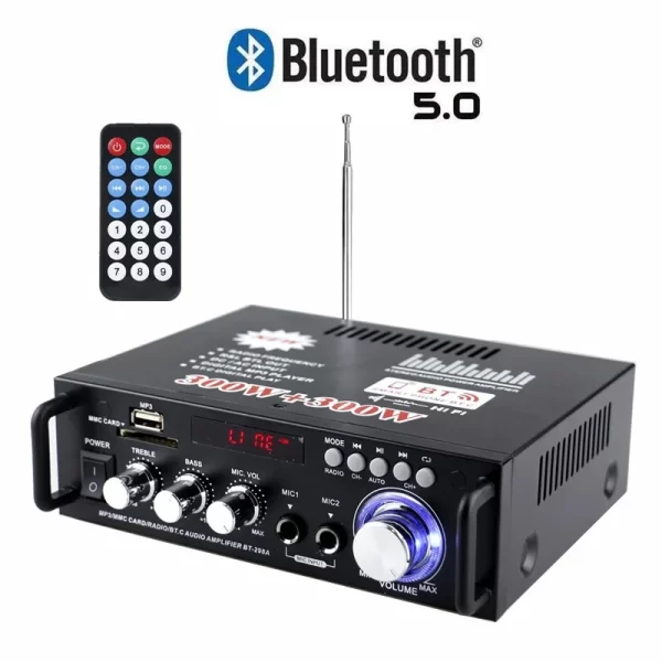 300W+300W Digital HIFI Audio Stereo Power Amplifier BT-298A Bluetooth Amplifiers 12V/ 220V - Imagem 2