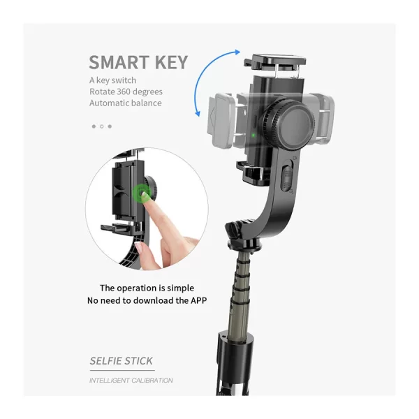 Handheld Gimbal Stabilizer for Smartphone 1-Axis with Selfie Stick Tripod Stand Wireless Bluetooth Remote for iPhone Android - Imagem 4