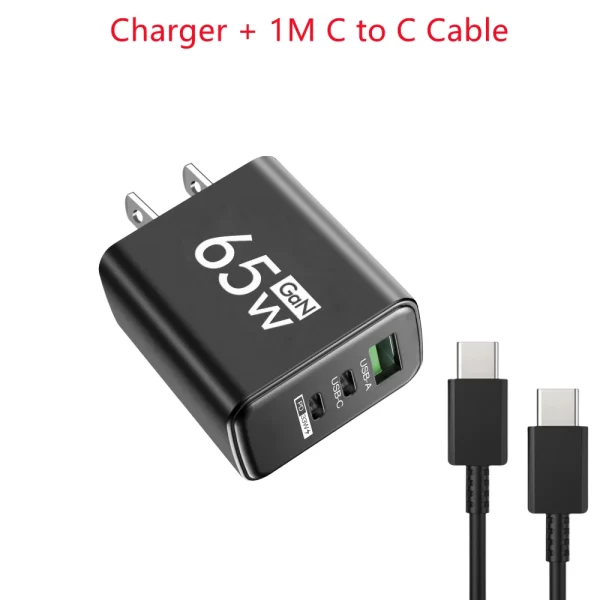 65w gan usb carregador rápido tipo c pd carregador de carregamento rápido adaptador de alimentação do telefone móvel para iphone 14 15 pro xiaomi samsung oneplus - Imagem 8