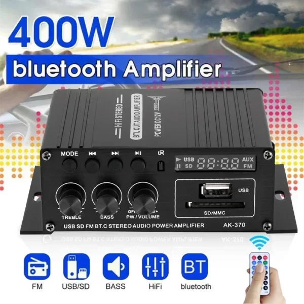 Bluetooth Amplifier AK380/AK370/AK170 800W Audio Karaoke Home Theater Amplifiers 2 Channel Power Class D Amplifie-r USB SD AUX - Imagem 10