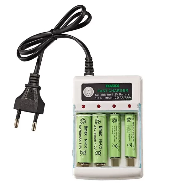 R$ 17,99R$ 46,1461% de desconto
Compra internacional, +R$ 9,04 de imposto estimado 
Carregador de pilhas AA/AAA com 4 compartimentos 220V para bateria recarregável de 1,2V, carregador rápido com adaptador de proteção de capa, acessório - Imagem 4