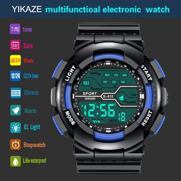 Outdoor Sport Men Watch Multifunction Large Screen LED Electronic Waterproof Luminous Military Digital Wristwatches Reloj Hombre - Imagem 4