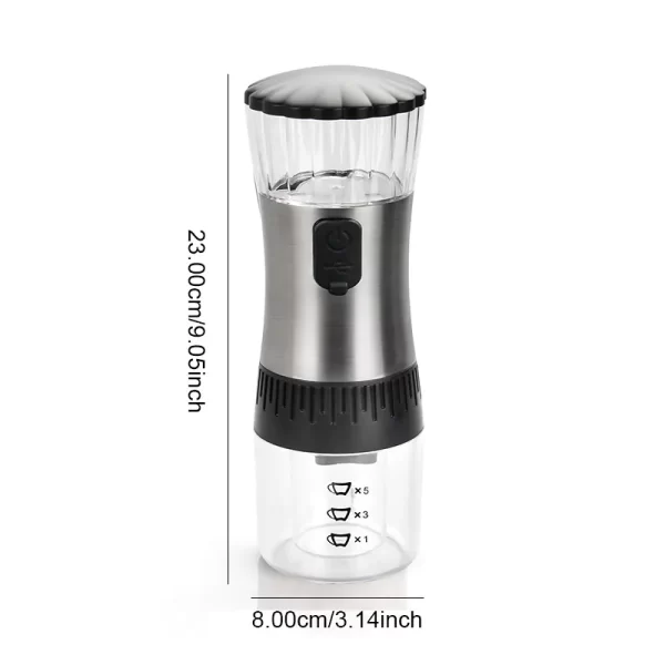 Moedor de café elétrico com rebarbas ajustáveis, moedor cônico de grãos de café com carregamento USB, moedor de grãos de café em cerâmica - Imagem 6