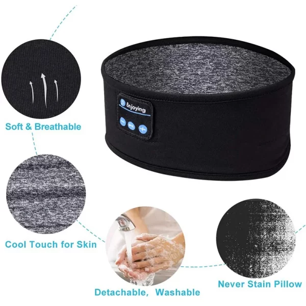 Bluetooth Wireless Headphones Sleep Eye Mask Headset Soft Elastic Comfortable Sports Headband Bluetooth Music Earphone - Imagem 5