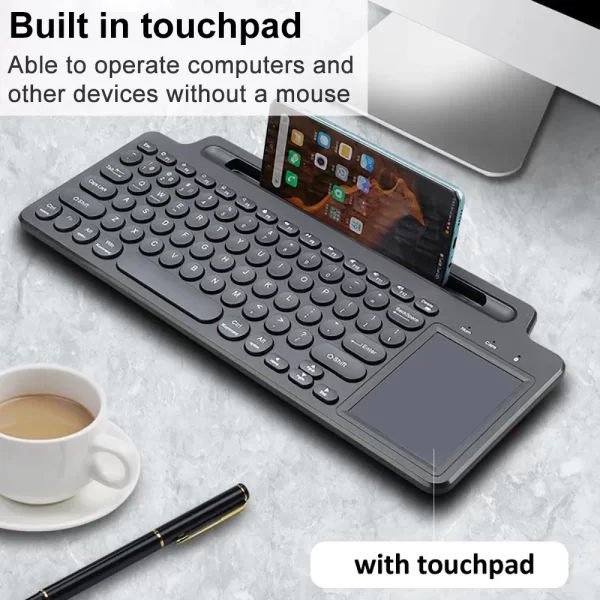 Wireless 2.4G Bluetooth Keyboard Intelligent Touchpad Keyboard Card Slot Numeric Gamer Keypad for Android IOS Windows Laptop PC - Imagem 2