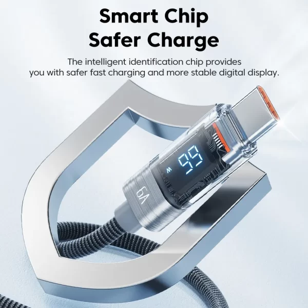 Cabo USB Tipo C Toocki 6A 66W para Huawei OPPO Display Carregador de Carregamento Rápido Cabo USB C Cabo de Dados para Xiaomi 12 Samsung - Imagem 6