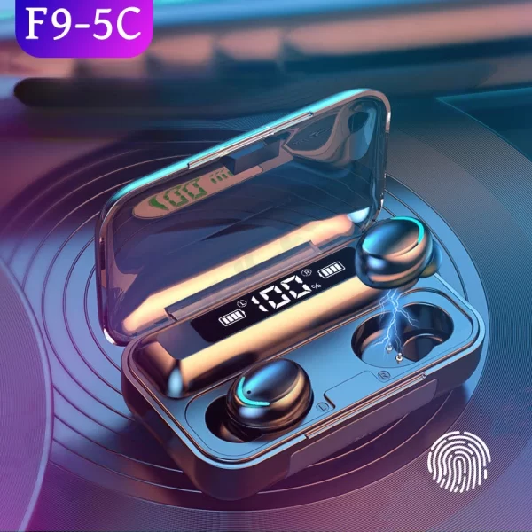New F9 Bluetooth Headphones 9D Stereo High Bass Sport Earphones Handfree Touch Control Tws Wireless Earbuds Waterproof Headset - Imagem 6