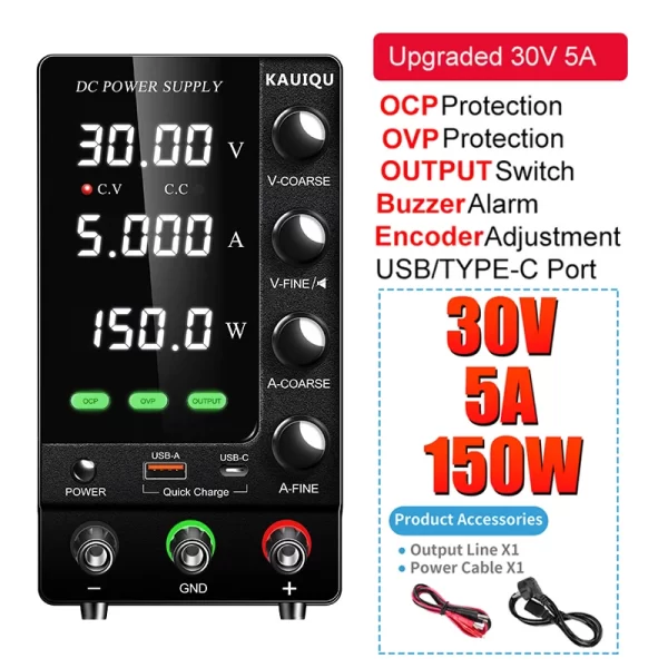 30V 10A DC Fonte de alimentação com display digital ajustável Mini fontes de alimentação de laboratório Regulador de tensão 60V 5A 120V 3A 32V 6A - Imagem 14